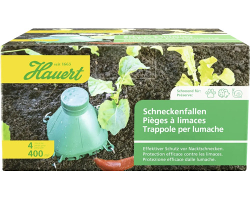 Hauert pièges à limaces, 4 pièces pour 400 mètres carrés, protection efficace contre les limaces, sans danger pour les animaux domestiques.