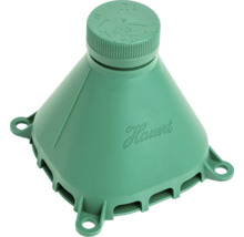Piège à limaces vert en plastique avec bouchon à vis de Hauert.