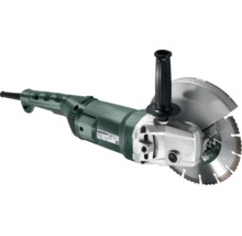 Metabo Winkelschleifer mit Diamanttrennscheibe, Schutzhaube und Zusatzhandgriff.