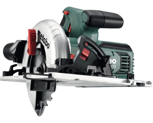Scie circulaire portative Metabo avec lame et guide parallèle pour le bois.