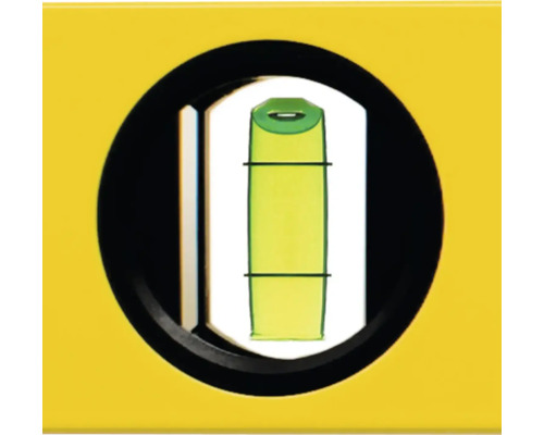 Detailansicht der vertikalen Libelle einer Wasserwaage.