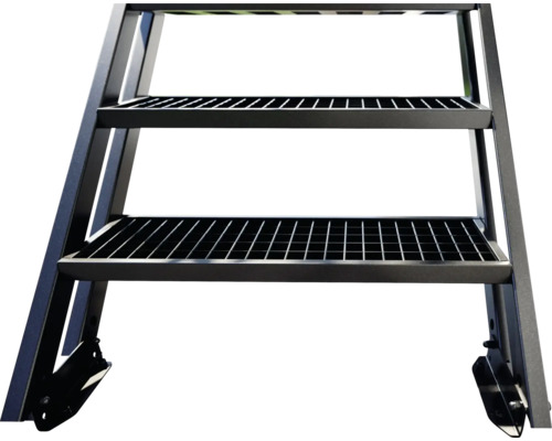 Metalltreppe mit Gitterroststufen für den Aussenbereich.