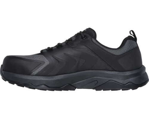 Schwarzer Sicherheitsschuh im sportlichen Sneaker Design aus Synthetik und Mesh mit profilierter Sohle und Schnürung