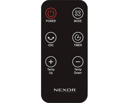 NEXOR Fernbedienung für Heizgerät oder Ventilator mit Tasten für Power, Modus, Oszillation, Timer und Temperaturregelung