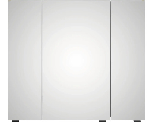 Armoire de toilette à trois portes avec miroirs pour la salle de bain.