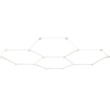 Sechseckiges LED-Beleuchtungssystem für die Decke in modularer Wabenstruktur.