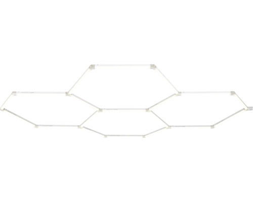 Sechseckiges LED-Beleuchtungssystem für die Decke in modularer Wabenstruktur.