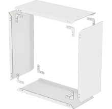 Vue éclatée d un cadre rectangulaire composé de quatre panneaux plats et de huit raccords d angle pour le montage.