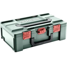 Coffret d'outils Metabo metaBOX en plastique avec poignées de transport et clips de fermeture.