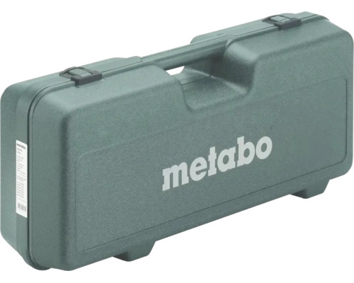 Coffret de transport Metabo en plastique avec poignée et clips de fermeture.