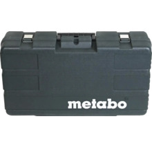 Coffret à outils Metabo en plastique avec deux fermetures métalliques et une poignée de transport.