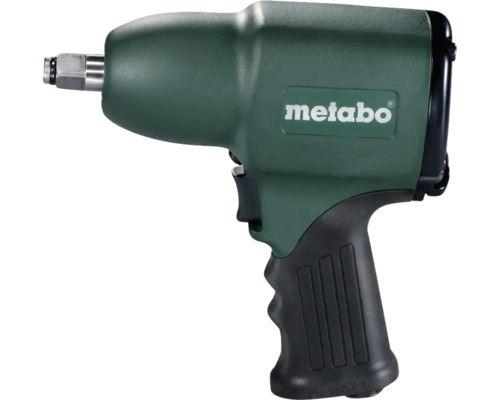Visseuse à chocs pneumatique Metabo avec poignée pistolet ergonomique, carré mâle et Metabo Logo.