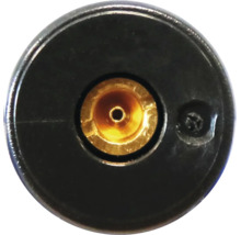 Vue rapprochée d une buse de gaz ronde avec un insert central en laiton et une petite vis de fixation sur le côté.