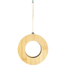 Mangeoire pour oiseaux en forme d'anneau en bambou avec une corde de suspension.