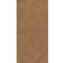Grès cérame fin avec aspect pierre brune et surface mate pour sol et mur.