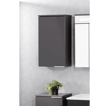 Armoire de salle de bain murale anthracite, design minimaliste avec poignée fine, montée au mur.