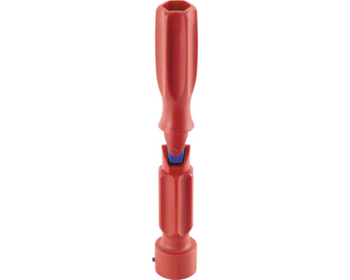 Roter ergonomischer Kunststoffhandgriff mit Gelenk für Werkzeuge.