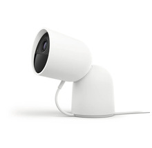 Caméra de surveillance filaire Philips Hue Secure avec support en blanc.