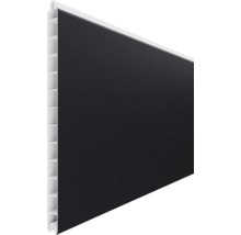 Lambris mural en plastique anthracite avec profilé à alvéoles.