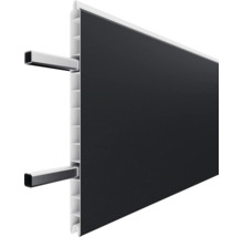 Brise-vue en plastique anthracite avec profilé à chambres creuses et rails de montage.