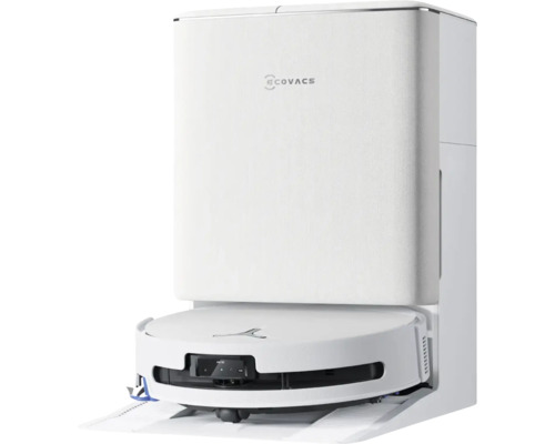 Ecovacs Saugroboter mit Absaugstation in modernem Design.
