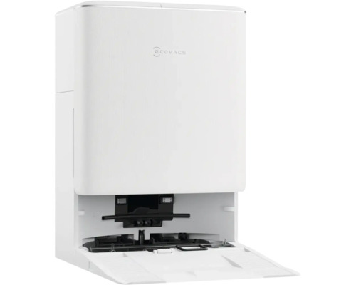 Ecovacs Station für Saugroboter in Weiß mit Auffahrrampe und Ladebereich.