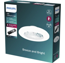 Philips LED Deckenventilator mit Leuchte Breeze and Bright Amigo in Weiß, inklusive Fernbedienung, Gleichstrommotor und einstellbarer Farbtemperatur.
