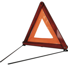 Klappbares Pannendreieck für Kraftfahrzeuge mit reflektierendem Rand und stabilen Standfüßen aus Metall.