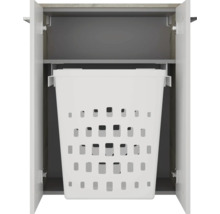 Armoire à linge avec panier à linge coulissant et étagère de rangement supérieure