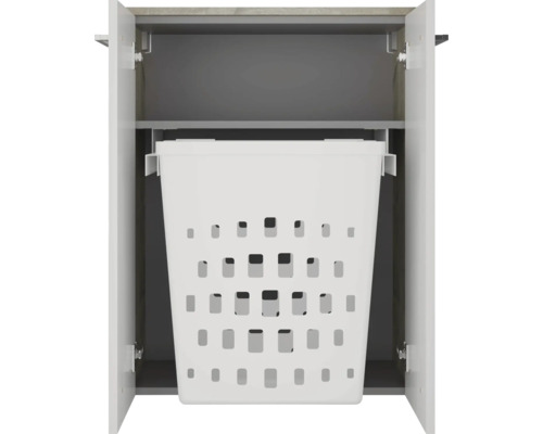 Armoire à linge avec panier à linge coulissant et étagère de rangement supérieure