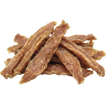 Friandise pour chiens en lanières de viande séchée.