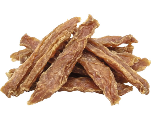 Friandise pour chiens en lanières de viande séchée.