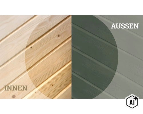 Comparaison de bois brut pour l usage intérieur et de bois traité pour l usage extérieur avec une structure en bois profilé. (Image AI modified or generated)