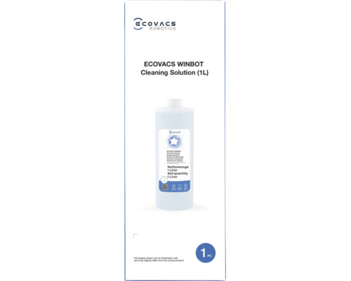 ECOVACS Robotics Logo, ECOVACS WINBOT Reinigungsmittel, 1 Liter Flasche.
