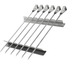 Six brochettes de barbecue en acier inoxydable avec Enders Logo et deux supports.