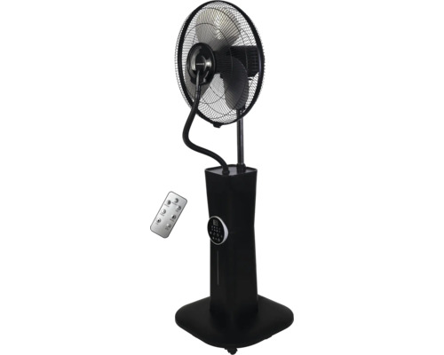 Standventilator mit Sprühnebelfunktion, digitalem Display und Fernbedienung.