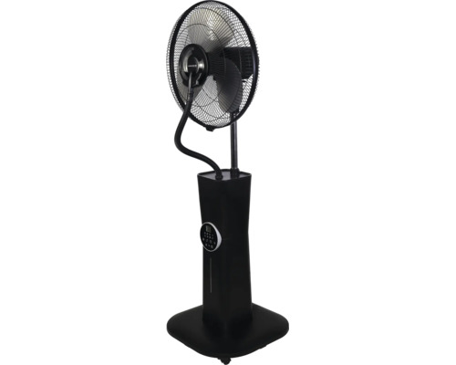 Climatech Standventilator mit Sprühnebelfunktion, Digitalanzeige und Sprühschlauch.