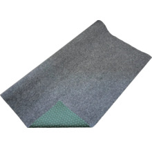 Tapis de protection en feutre gris avec envers antidérapant à picots verts.