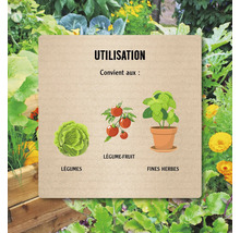 Conseils d'utilisation pour la culture de légumes, de légumes-fruits et d'herbes aromatiques.