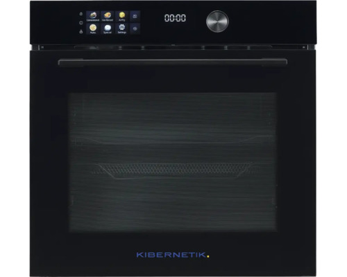 Four encastrable Kibernetik, noir, avec affichage numérique et panneau de commande tactile.