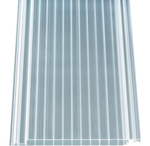 Plaque trapézoïdale transparente en plastique pour toitures.