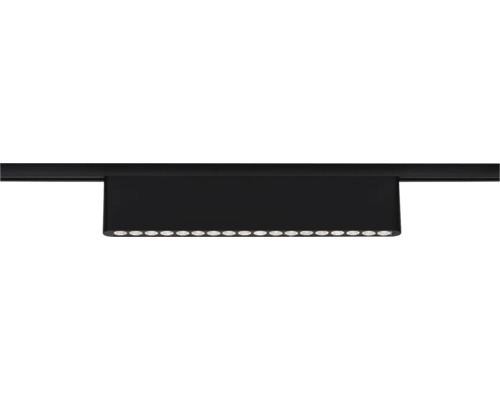 LED-Schienenstrahler-Modul in Schwarz mit einer Reihe von integrierten LED-Lichtpunkten.