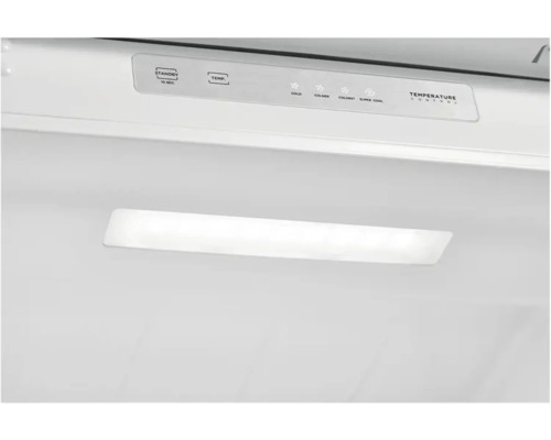 Temperaturregelung und LED-Beleuchtung im Innenraum eines Kühlschranks mit verschiedenen Kühlstufen.
