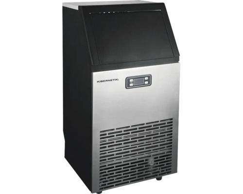Kibernetik Eiswürfelmaschine mit Edelstahlfront, digitalem Display und Lüftungsgitter.