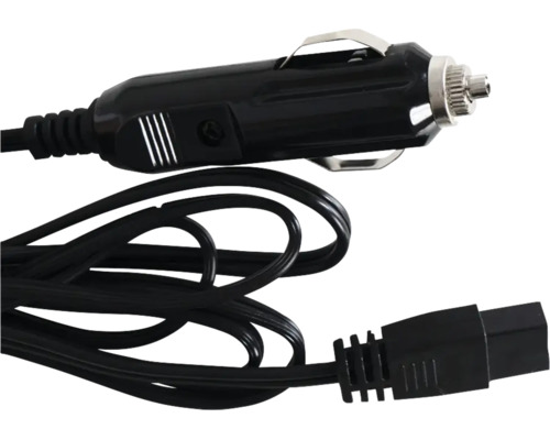 12-Volt-Auto-Ladegerät mit schwarzem Kabel und Zigarettenanzünderstecker.