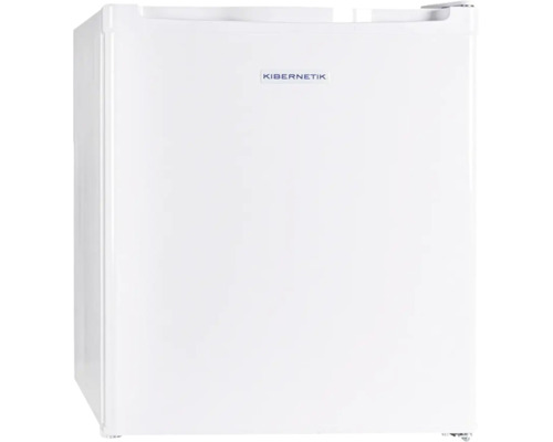 Weisser Kibernetik Minikühlschrank, freistehend.