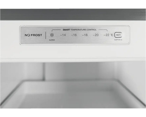 Bedienfeld eines Gefrierschranks mit No Frost Funktion und Temperaturregelung von minus 14 bis minus 22 Grad Celsius.