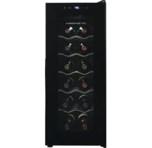 Kibernetik Weinkühlschrank für 12 Flaschen mit Glastür, Metallregalen und digitaler Temperaturanzeige.