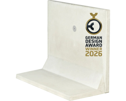 Mauerscheibe aus Beton in L-Form, German Design Award Gewinner 2026.