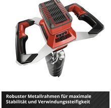 Tarière sans fil avec cadre métallique robuste pour une stabilité maximale, deux poignées ergonomiques et mèche métallique.